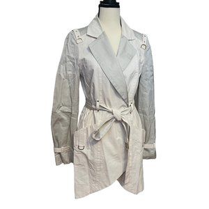 Leifsdottir Trench Light Coat Anthropologie, Off White & Gray, Size: 4